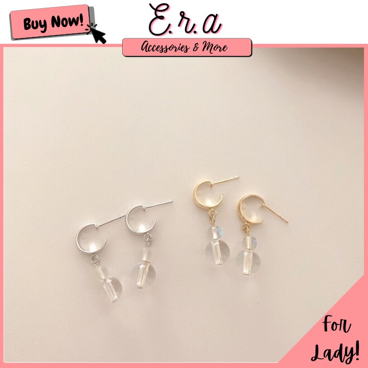 Bông Tai Nữ Hợp Kim Cao Cấp ERASHOP 078504 - Hạt Lựu Trong Suốt Đơn Giản, Nhẹ Nhàng, Phù Hợp Đi Tiệc, Đi Chơi, Rẻ Đẹp