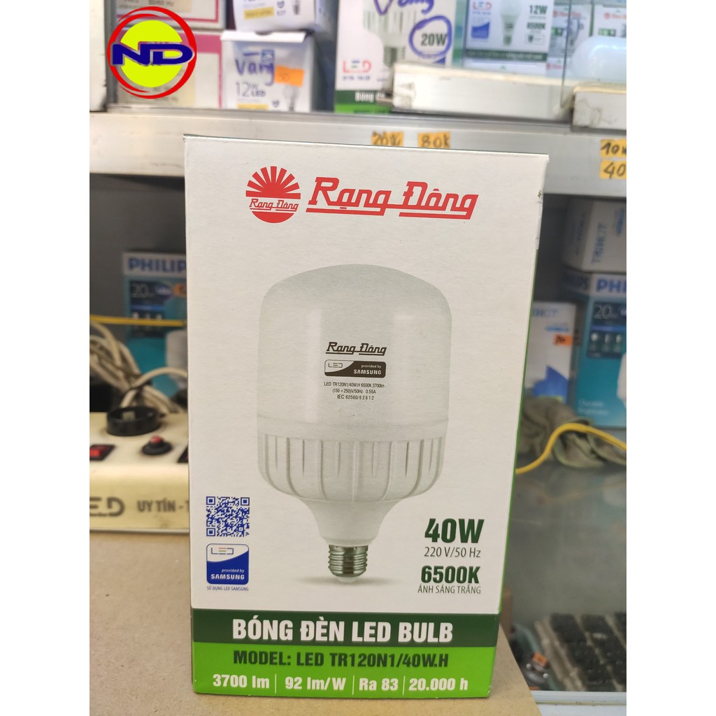 Bóng led Bulb trụ 40W Rạng Đông - Bảo hành 1 đổi 1