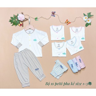 Bộ Dài Tay  Chất Peptit Cúc Giữa Bé Trai, Bé Gái Phối Quần Kẻ, Đồ Bộ Trẻ Em Nằm Điều Hòa Thu Đông Namkidshop (QATE336)