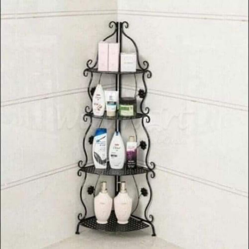 Kệ góc sắt hoa văn - Kệ góc sắt 4 tầng sơn tĩnh điện sang trọng đẹp mắt