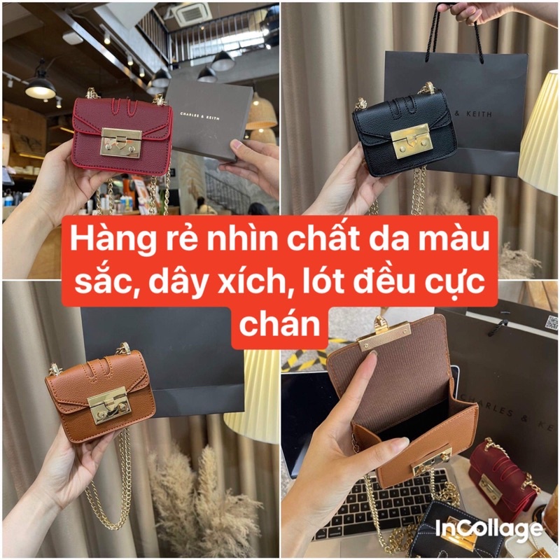 ( Video thật) Túi xách nữ Quỳnh mini hàng quảng châu loại 1 chữ C màu cam đeo chéo đeo vai