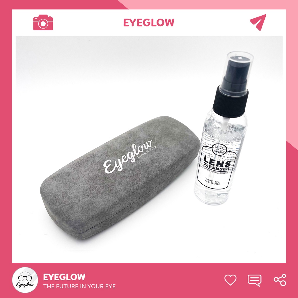 Hộp kính mắt EYEGLOW da lộn thiết kế riêng đặc biệt kích thước 16x7x3cm cao cấp EG2220