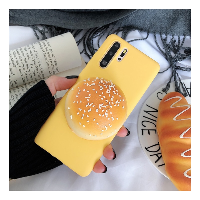Ốp điện thoại gắn hình bánh mì 3D mềm xả stress cho Samsung note 10+ 9 8 S10E A11 M11 A31 A41 J2 J4 J5 J6+ J7Pr