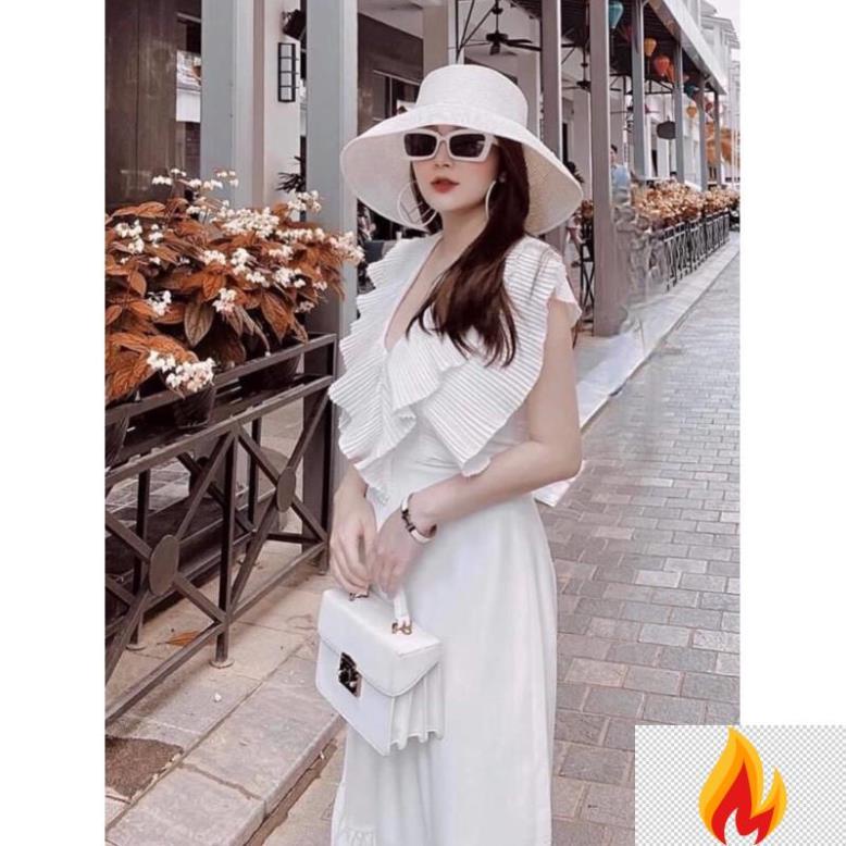 Đầm maxi dáng suông chất liệu cotton dập ly phù hợp dạo phố đi biển sang trọng MN110 - Đầm váy Mina 0J9*d