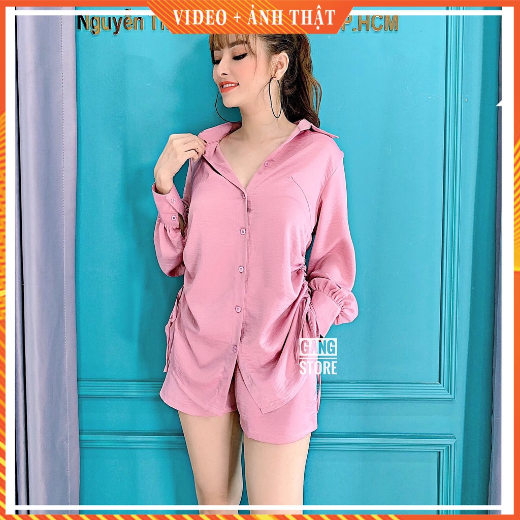 Bộ sơ mi dây rút kèm quần cá tính nhiều màu Dưa Gang Store SMR01 chính hãng | BigBuy360 - bigbuy360.vn