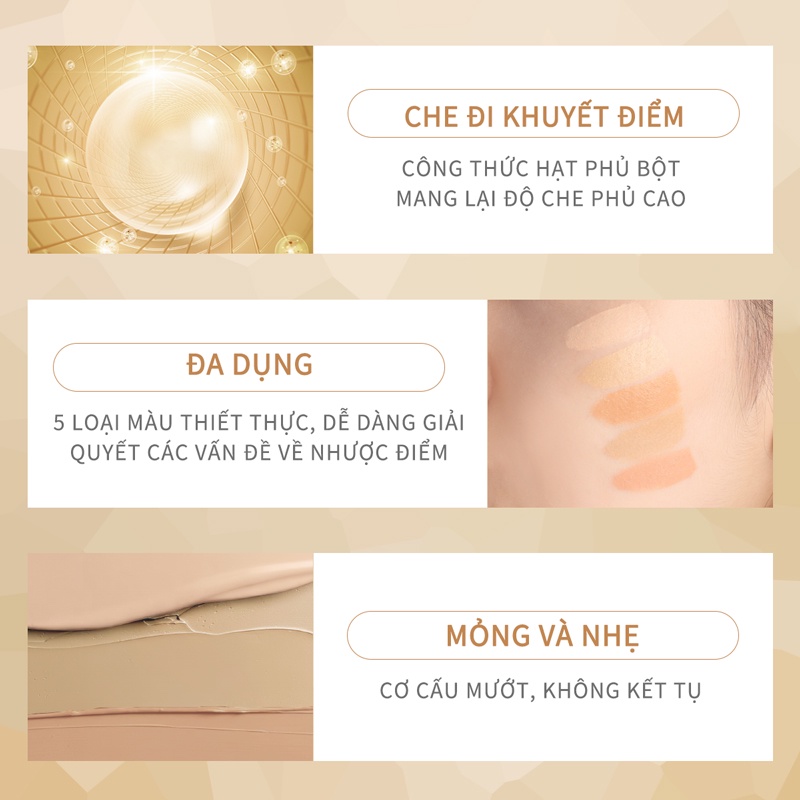 FOCALLURE Bảng che khuyết điểm đa năng 5 trong 1 che phủ cao chống thấm nước 6.5g