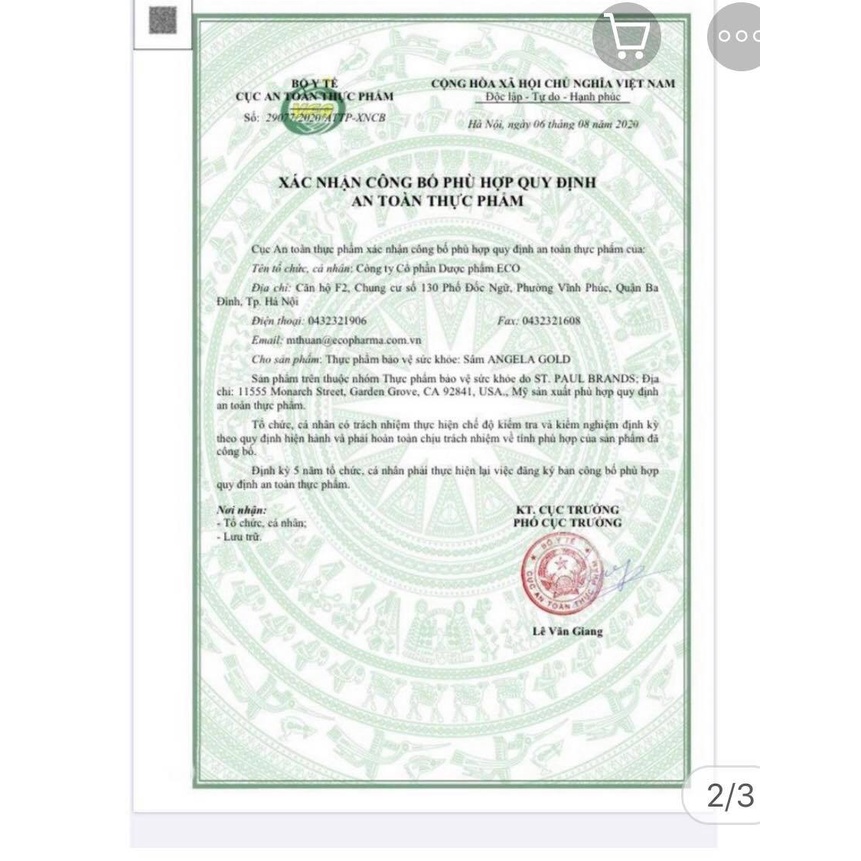 Sâm Angela Gold - Tăng cường sinh lý nữ - lọ 60 viên