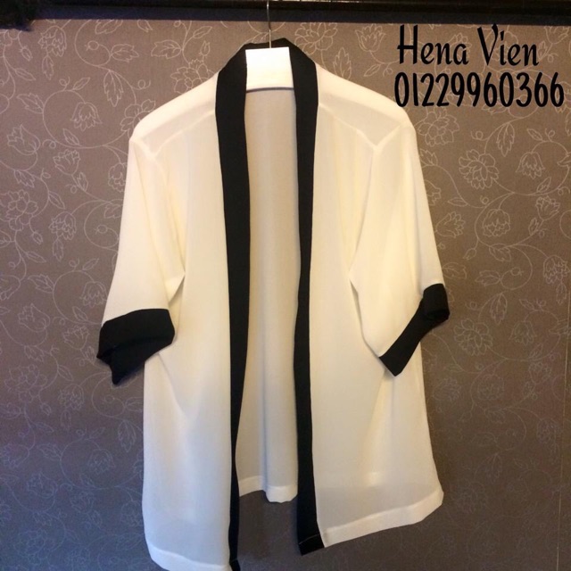 Kimono TRẮNG VIỀN ĐEN