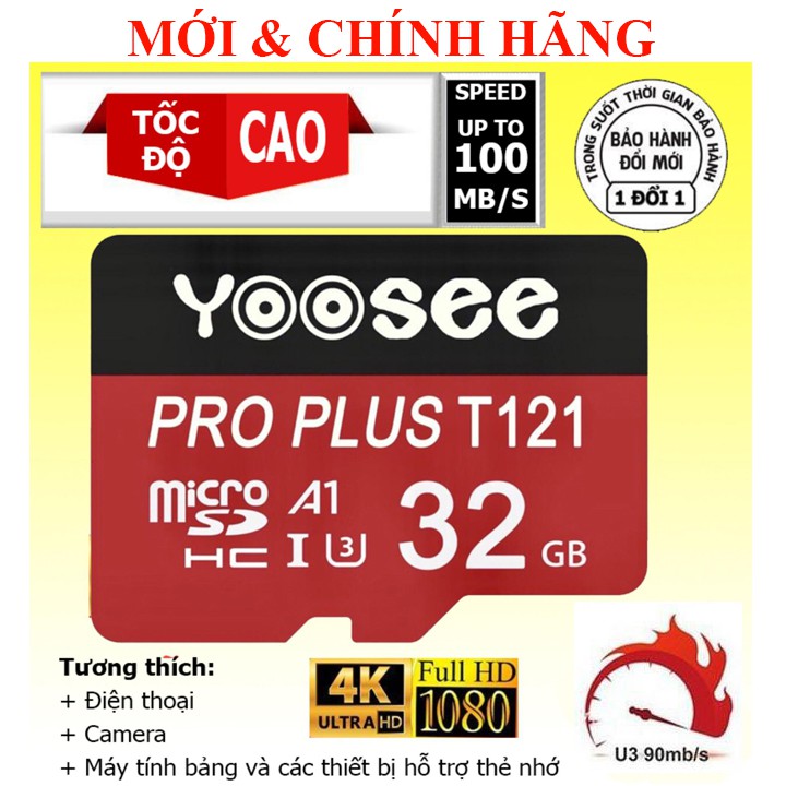 Thẻ Nhớ Yoosee Pro Plus 32GB 64GB A1 U3 4K R95MB/s W45MB/s, Kioxia