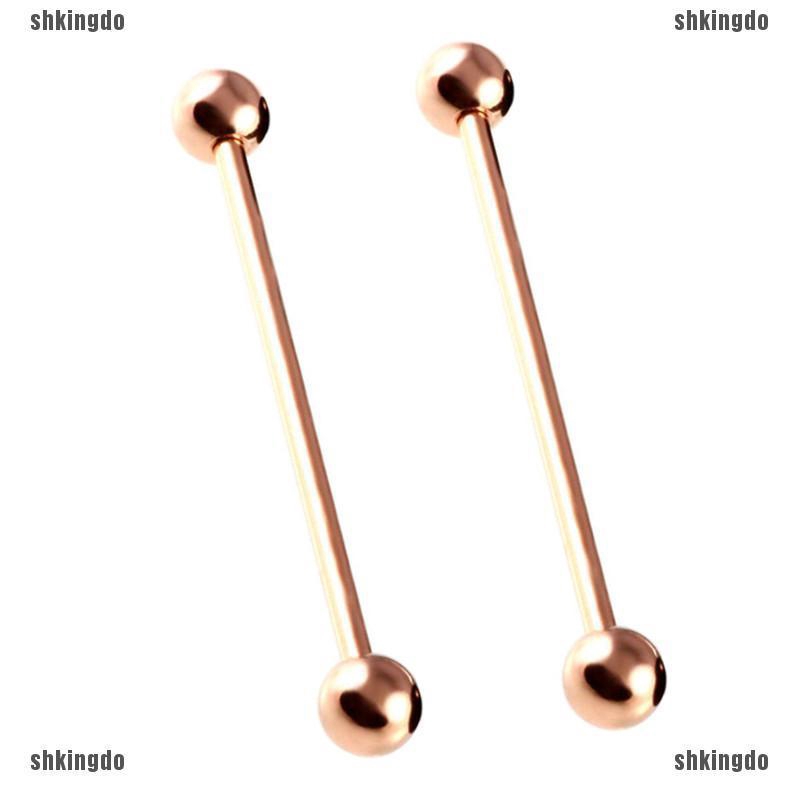 Xỏ khuyên vành tai dạng thanh hai đầu bi bằng thép y tế thời trang và cá tính