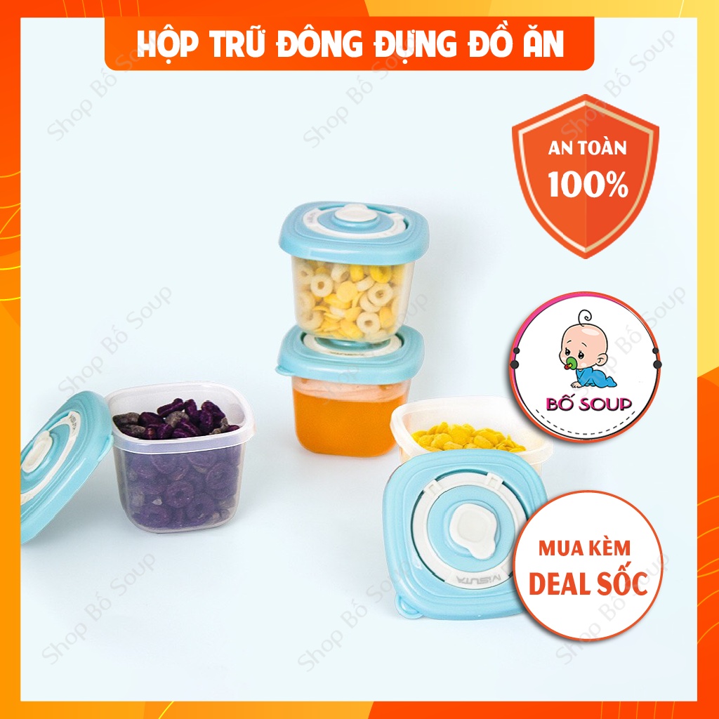 Hộp trữ đông, hộp trữ đồ ăn dặm cho bé 120ml Misuta, dùng được trong lò vi sóng Shop Bố Soup