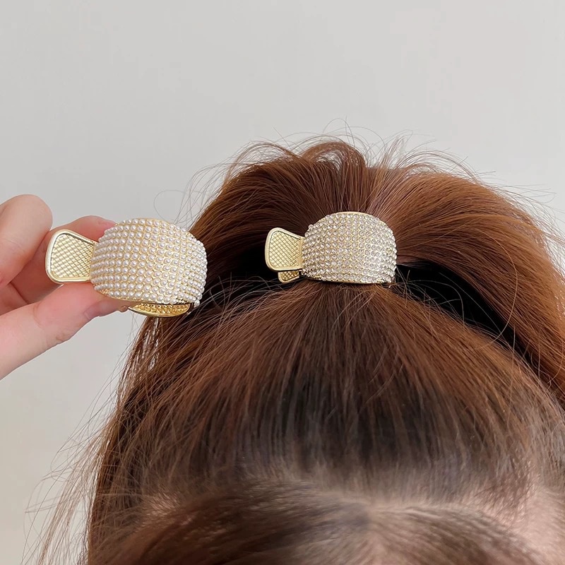 Ahellogirl Kẹp Tóc Kim Loại Đính Đá Và Ngọc Trai Nhân Tạo Phong Cách Hàn Quốc Mới