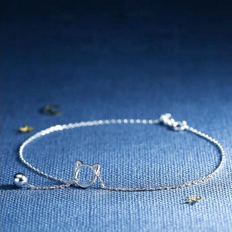 Lắc Chân Bằng Thép Không Gỉ Hình Mèo Thời Trang Cho Nữ