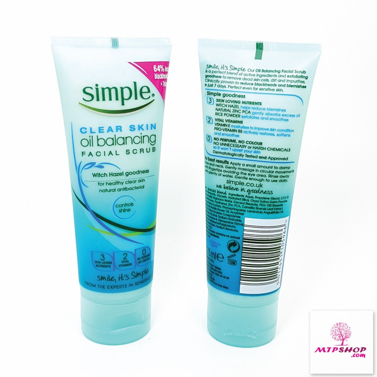 Tẩy Da Chết Simple Clear Skin Oil Balancing Facial Scrub