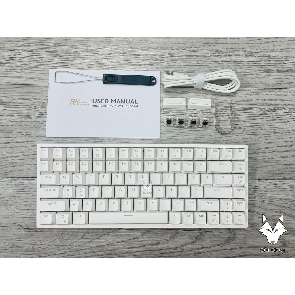 ✤┇Bàn phím cơ không dây Royal Kludge RK84 HOTSWAP, Led RGB, Type C, Bluetooth 5.0, Wireless 2.4G, Đen/Trắng