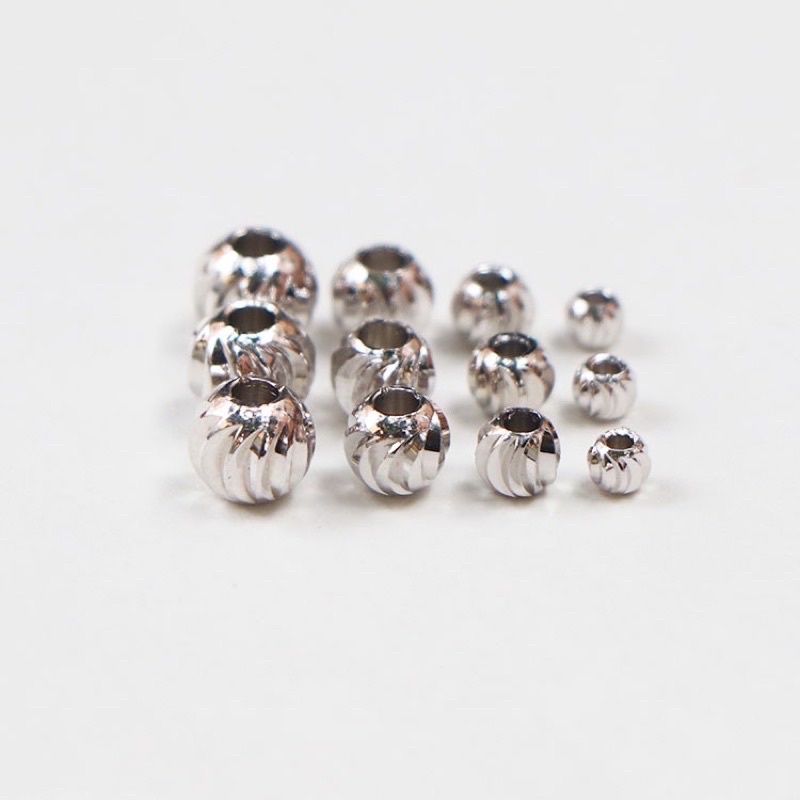 Combo 10 viên  bi bạc Khía 3ly 4ly 5ly làm vòng tay🤩🥰😍