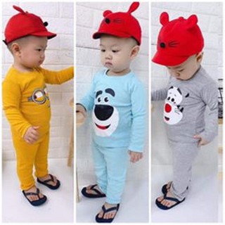 bộ dài tay cotton in hình thú