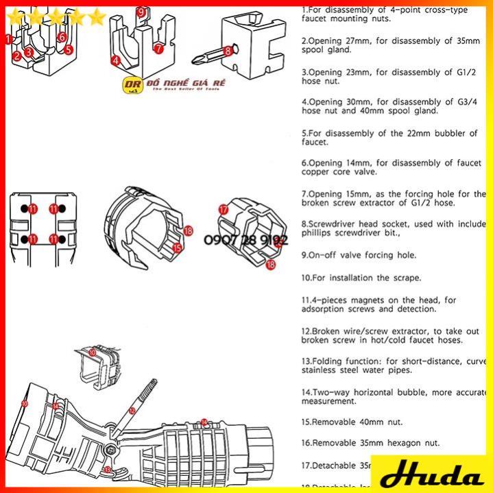 Cờ Lê Vặn Vòi Nước Đa Năng ⚡️FREESHIP⚡️ Dụng Cụ Tháo Mở Dây Vòi Nước Chậu Rửa, Sửa Chữa Ống Nước