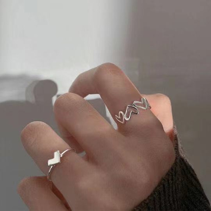 Bộ Nhẫn Hở Hình Trái Tim/Trăng/Ngôi Sao/Trái Tim Có Thể Điều Chỉnh Kích Thước Dành Cho Nữ