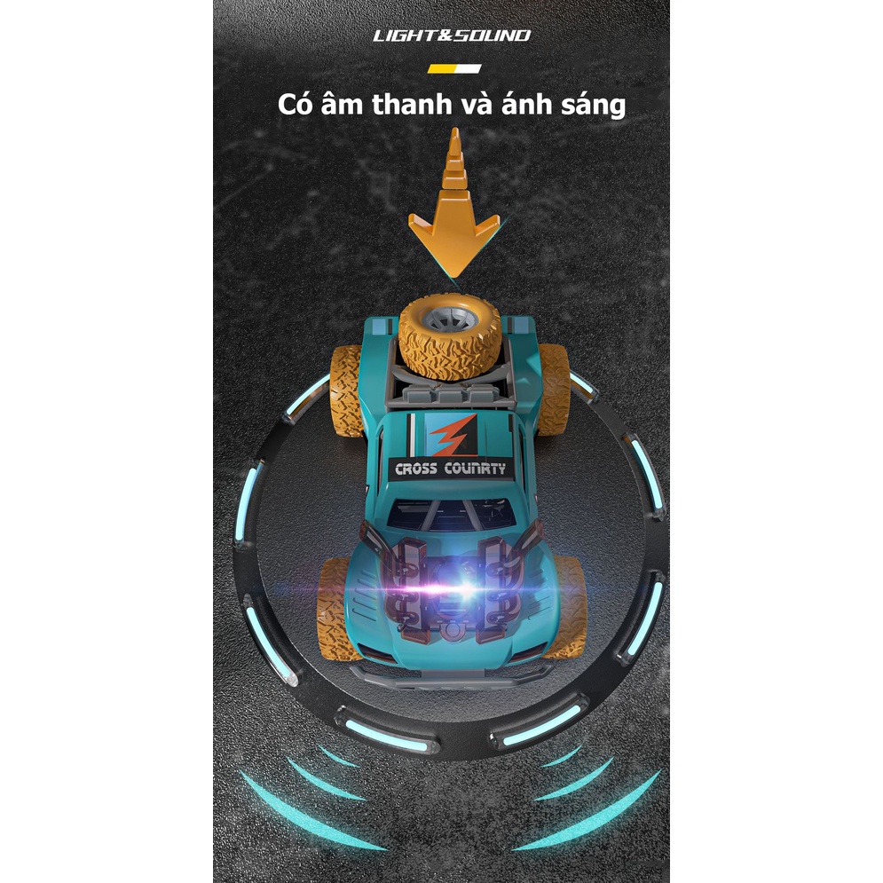 Đồ chơi cho bé mô hình xe ô tô địa hình có âm thanh ánh sáng chạy đà xoay 360 độ