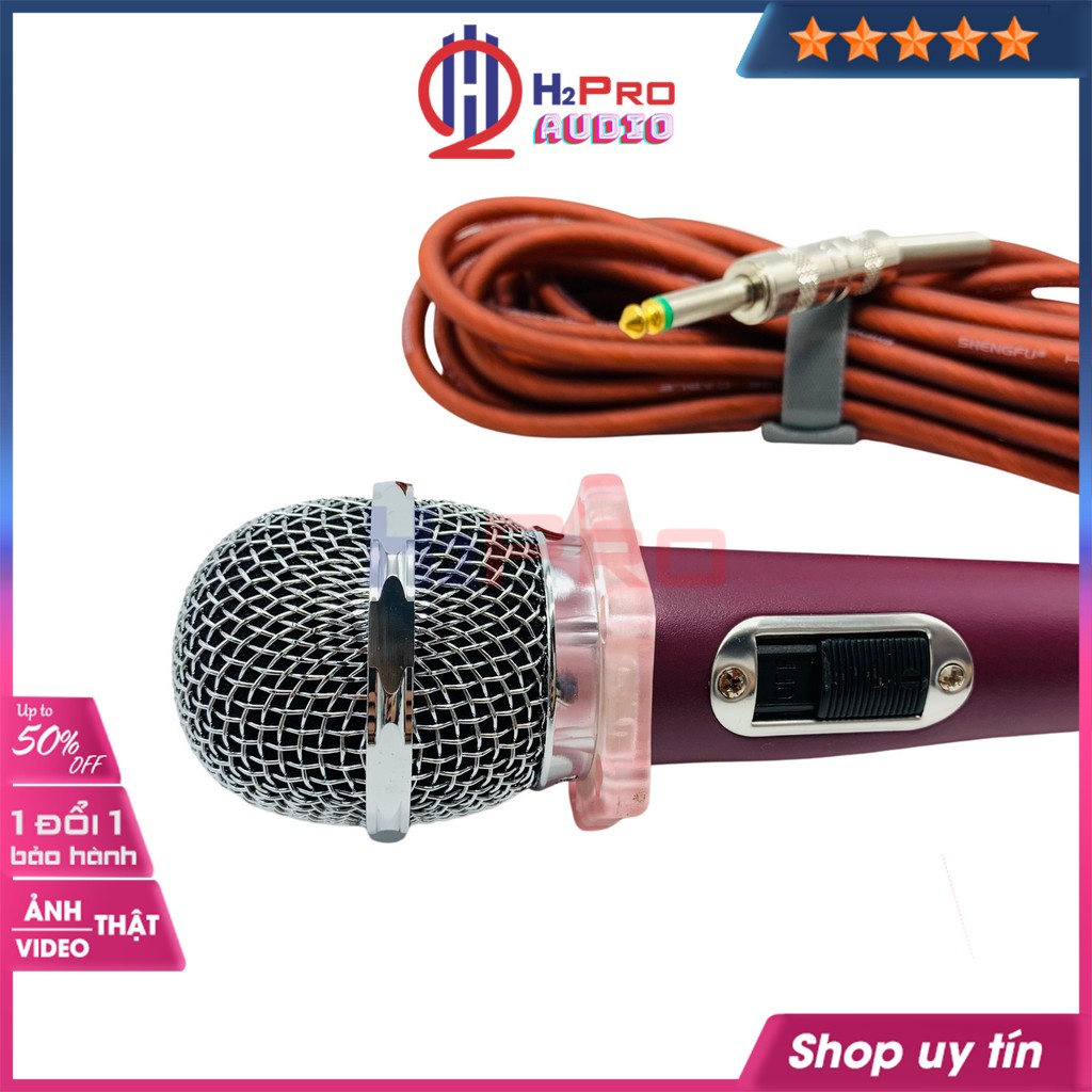 Micro Karaoke Có Dây Shengfu, Mic Dây Karaoke Chính Hãng, Hát Nhẹ, Giảm Hú, Tiếng Sáng, Dây Dài 5M (Tặng Túi Da)-H2pro