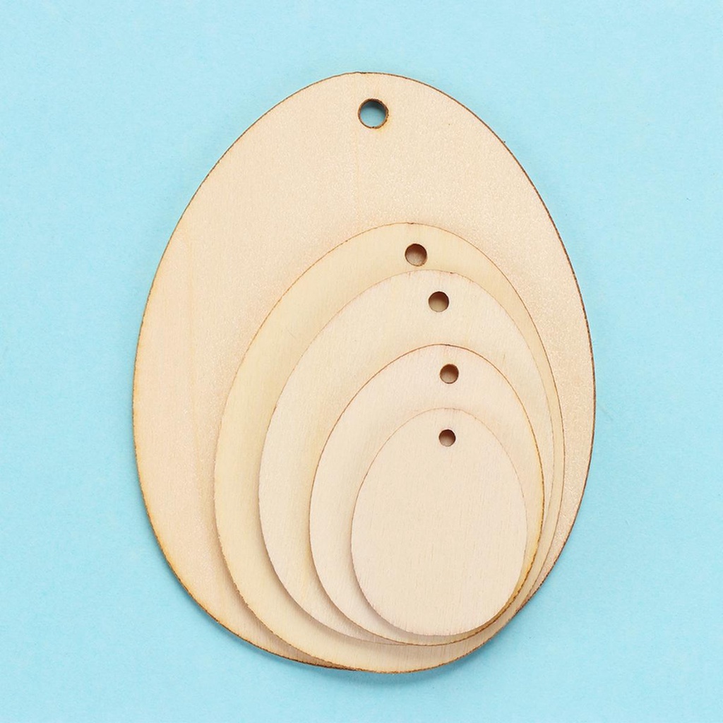 YIYU Phụ Kiện Trang Trí Bằng Gỗ Hình Quả Trứng Phục Sinh DIY