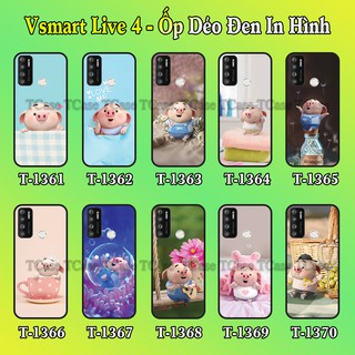 Ốp lưng Vsmart Live 4 dẻo đen in hình Chú heo hồng cute