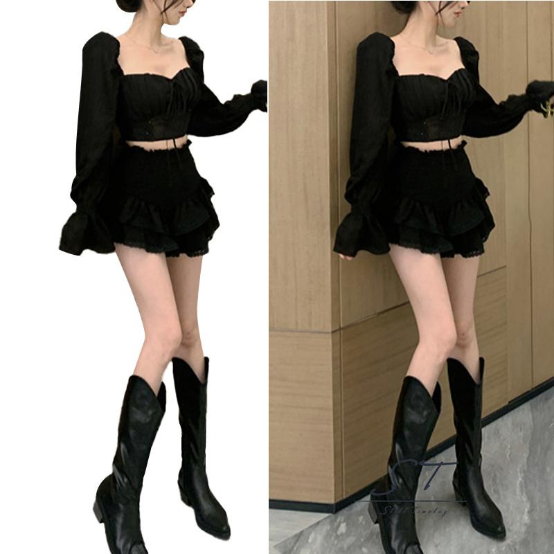 Áo croptop tay dài màu sắc ngọt ngào thời trang cho nữ