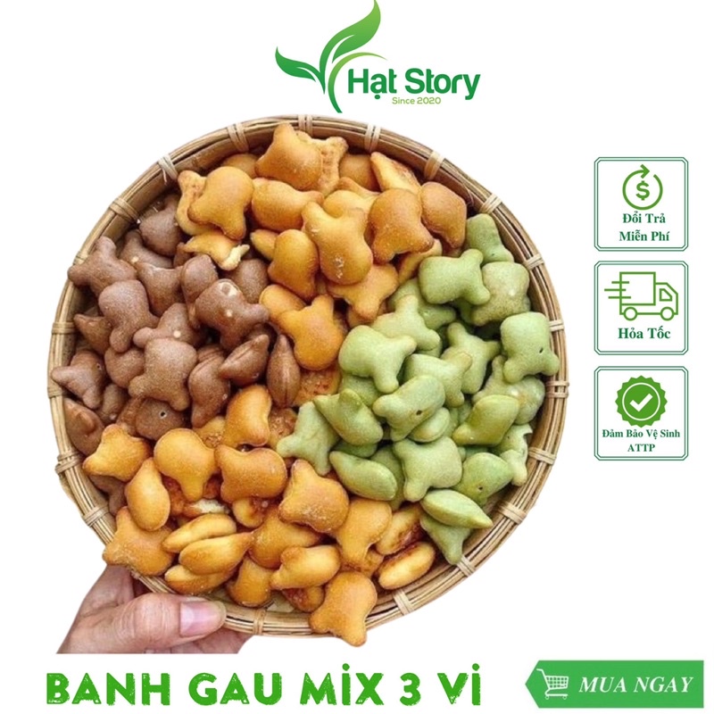 450Gr Bánh Gấu Mix 3 vị Nhân Kem Sữa, Thơm Ngon, Béo Ngậy