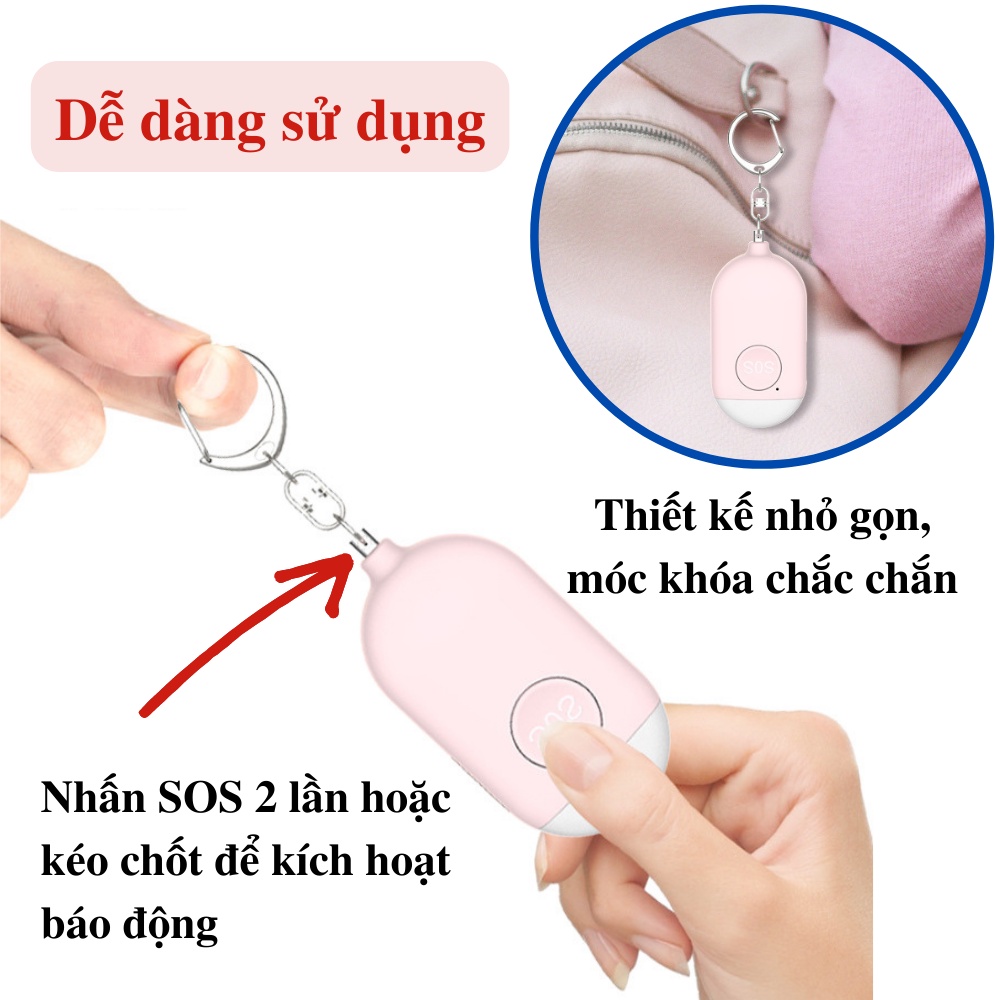 Thiết bị báo động cá nhân phòng thân CTFAST B300 kèm đèn pin mini tích hợp, thiết kế móc khóa nhỏ gọn tiện dụng