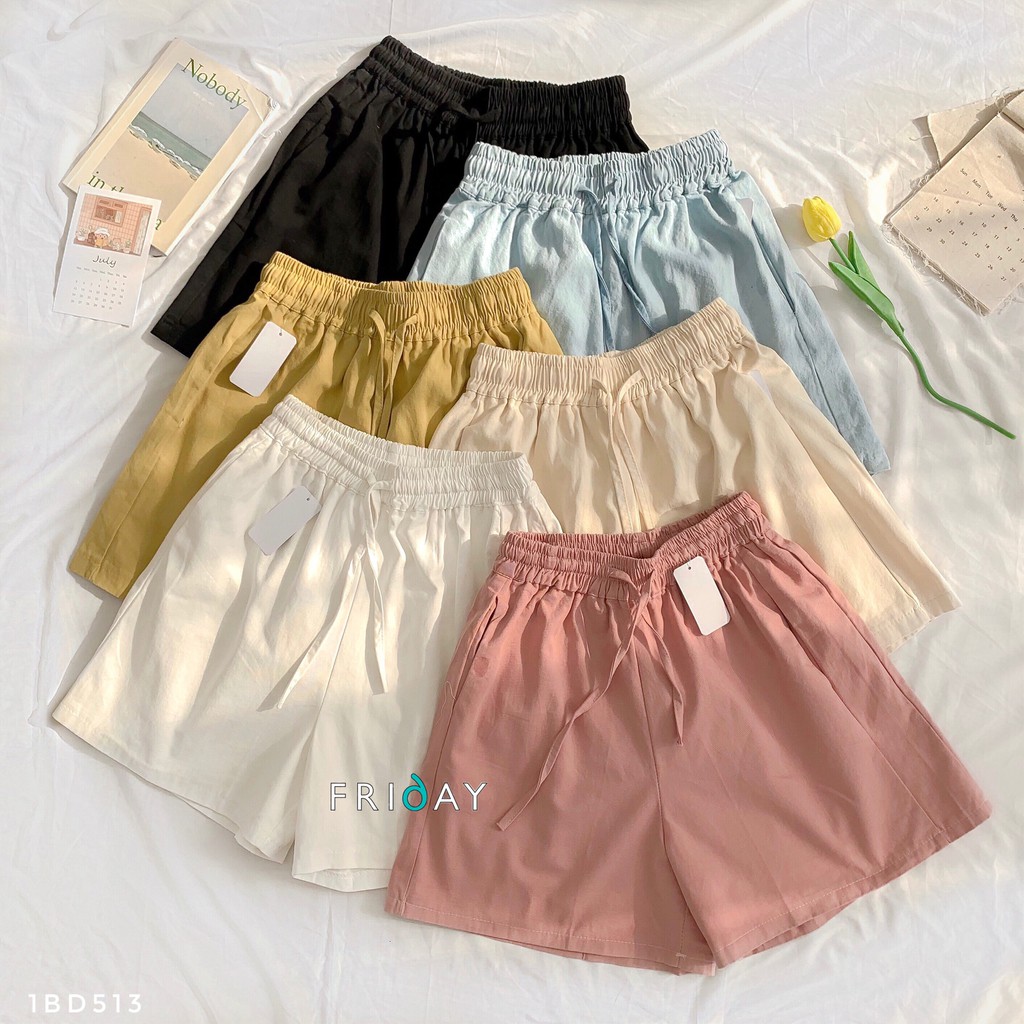 Quần sooc thô cạp chun nhiều màu Friday