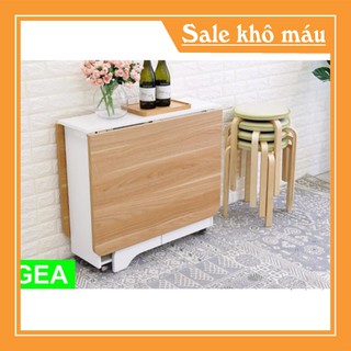 Bàn ăn gỗ thông minh kèm bánh xe.BATM5