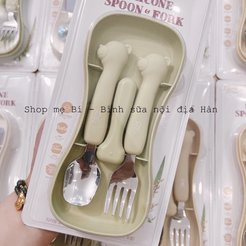 Set thìa dĩa Silicone SPOON &amp; FORK cho bé chính hãng TGM