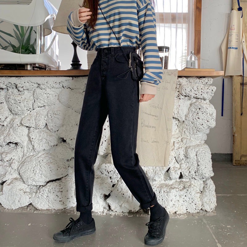 QUẦN JEAN BAGGY NỮ CẠP CAO QUẢNG CHÂU CÁ TÍNH -MÀU ĐEN | BigBuy360 - bigbuy360.vn