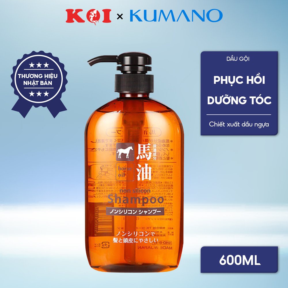 Dầu gội chiết xuất từ dầu ngựa Kumano Cosme Station Horse Oil Non Silicon Shampoo 600ml