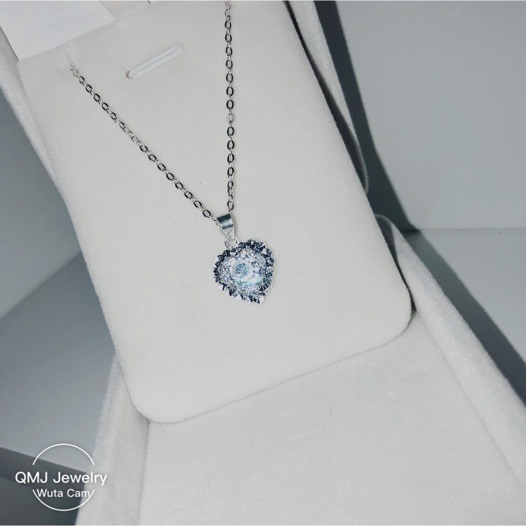 Dây chuyền bạc QMJ Trái tim nạm đá tấm 3 tầng cao cấp Q029