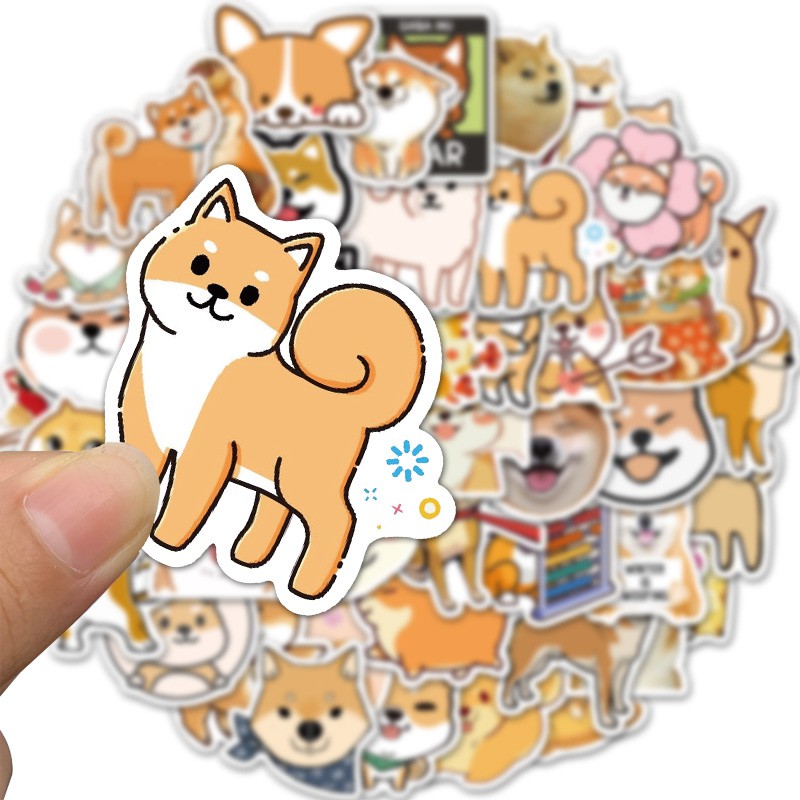 Bộ 50 Miếng Dán Hình Chó Shiba Lnu Trang Trí Đáng Yêu