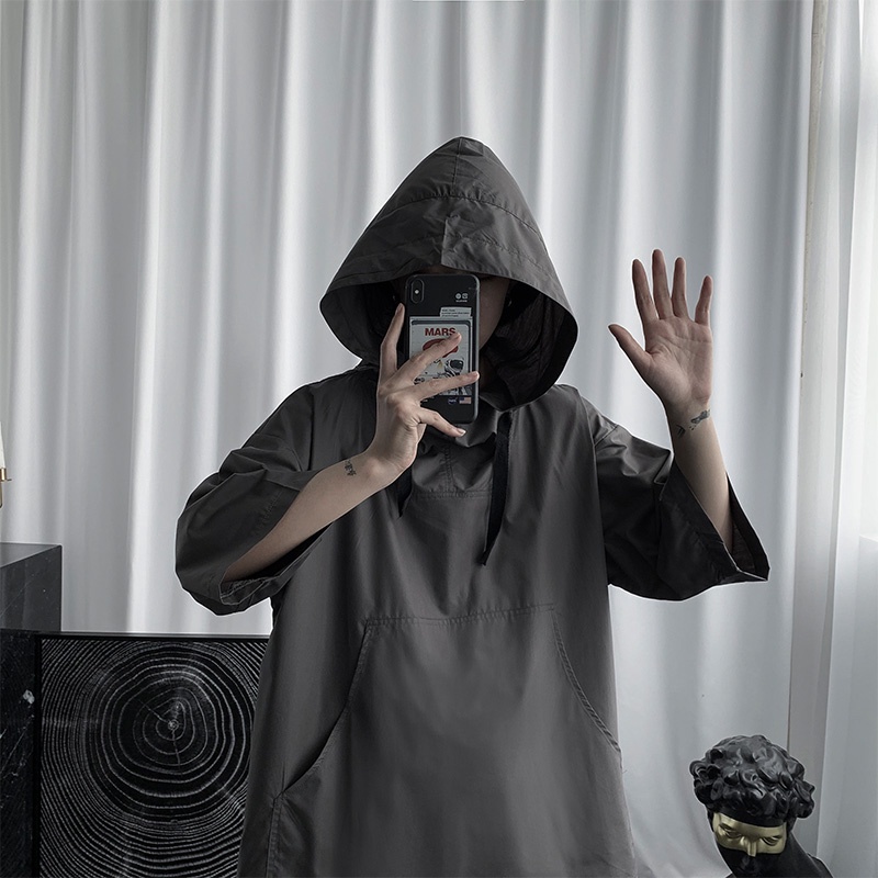 Áo Hoodie Tay Lỡ Phong Cách Hong Kong Thời Trang Mùa Hè Cho Nam