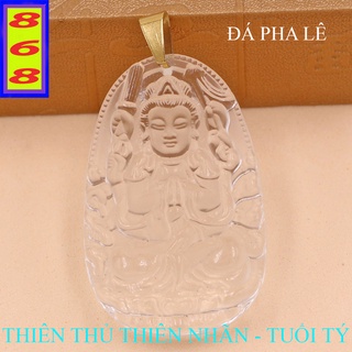 [Tuổi Tý] Mặt Dây Chuyền Phật Thiên Thủ Thiên Nhãn Pha Lê Trắng 3.6cm - Mặt Size Nhỏ - Tặng Kèm Móc Inox