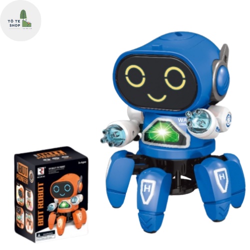 Đồ chơi robot nhảy múa theo điệu nhạc, Robot thông minh gắn đèn Led phát sáng vui nhộn, đồ chơi robot cho bé trai