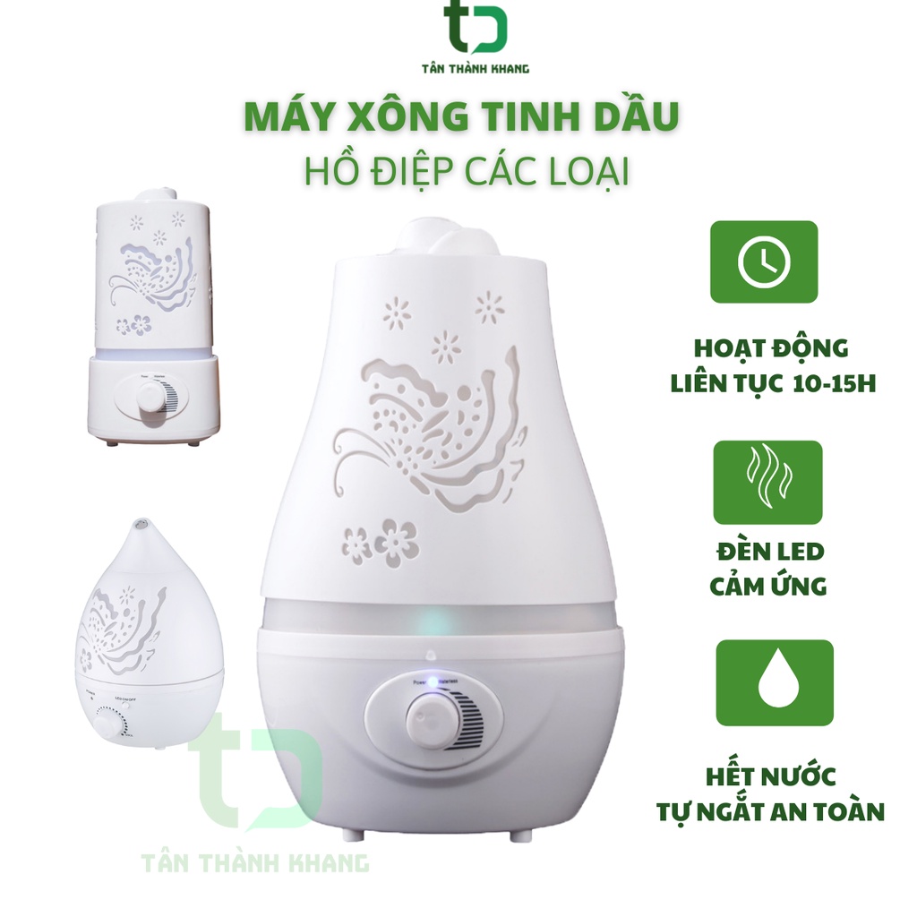 Máy Xông, Khuếch Tán Tinh Dầu Hồ Điệp Nhiều Mẫu, Dung Tích Lớn, Bảo Hành 12 Tháng