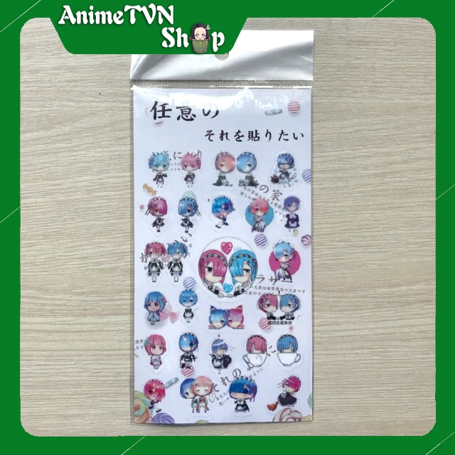 Tấm Sticker PVC dán trong suốt Anime/Manga (One piece, Re Zero, Tokyo Ghoul, Fate Stay Night )