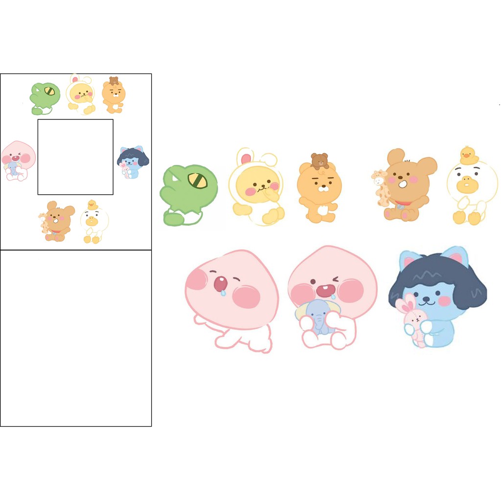 sticker bé đào cắt rời size to SCI13 có bao giấy cute dễ thương bullet journal