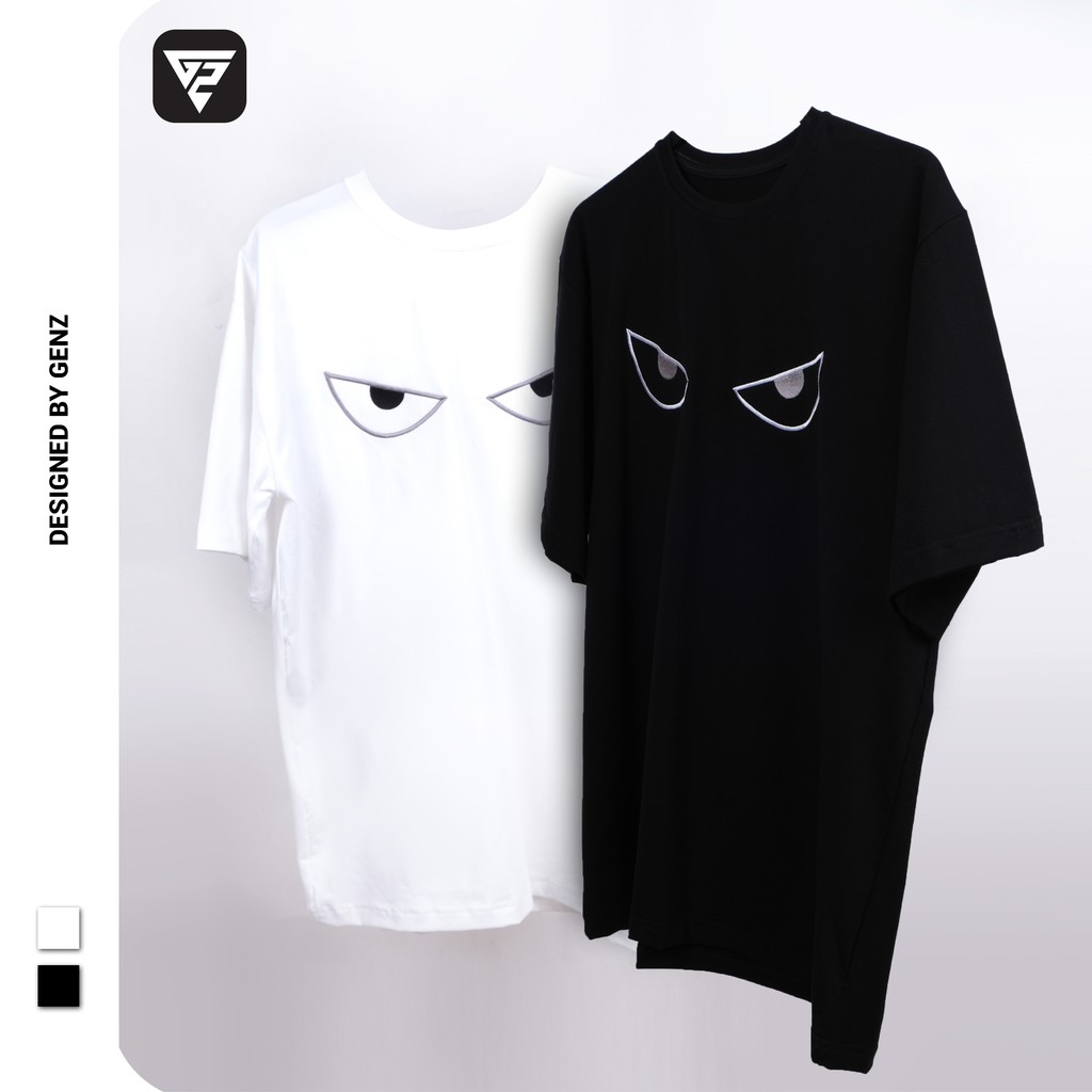 Áo thun tay lỡ GENZ phông Unisex nam nữ Cotton oversize form rộng Eyes Embroidery | BigBuy360 - bigbuy360.vn