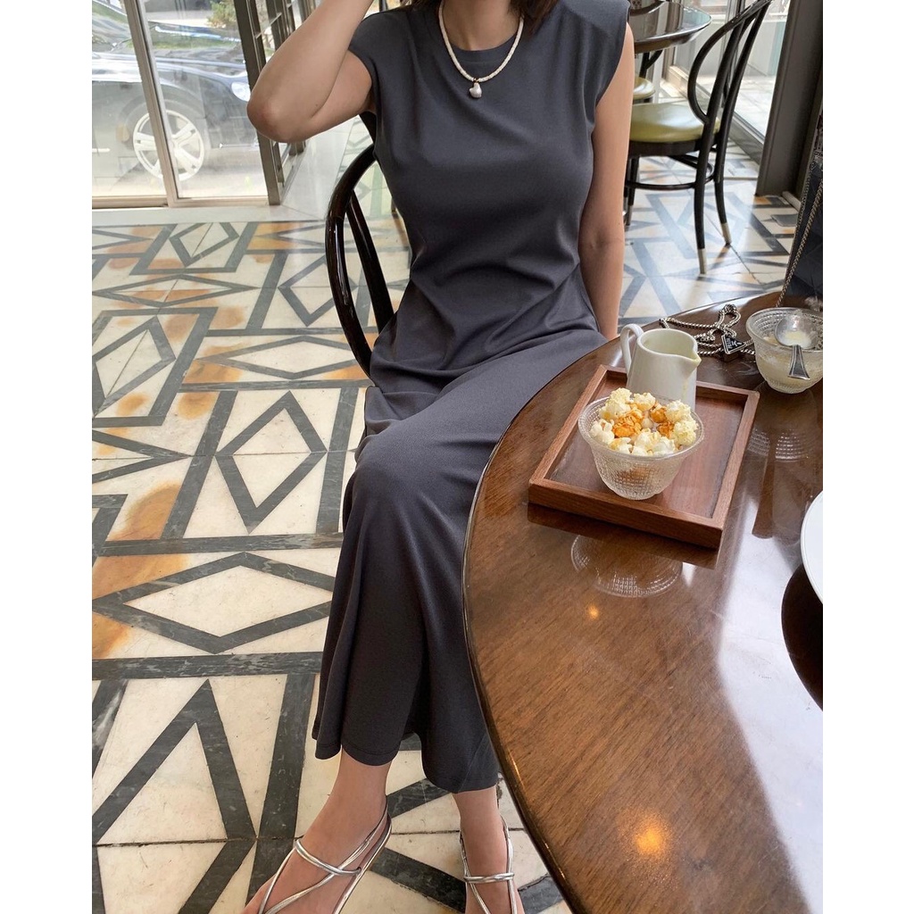 SUXI Đầm maxi sát nách bằng cotton đơn giản thanh lịch cho nữ