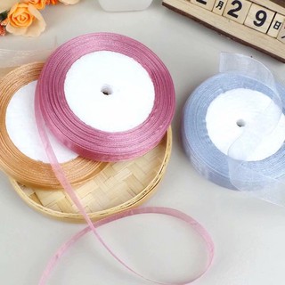 [Nguyên liệu handmade] Ruy băng voan nhũ bản 1.5cm cuộn 37m