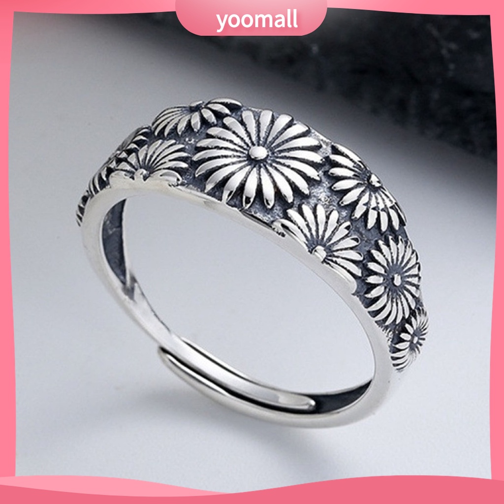 Yomall♡ Nhẫn Cưới Đính Hoa Cúc Có Thể Điều Chỉnh Kích Cỡ