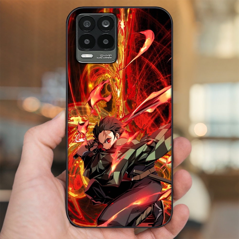 Ốp lưng Realme 8, 8 Pro viền đen in hình Tanjiro Kimetsu No Yaiba