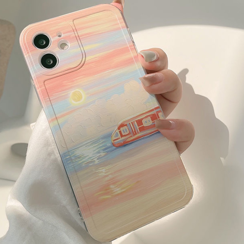 Ốp điện thoại silicone họa tiết mặt trăng/ hoàng hôn thích hợp cho iPhone 12 13 11 Pro Max X XS Max XR 7 8 Plus
