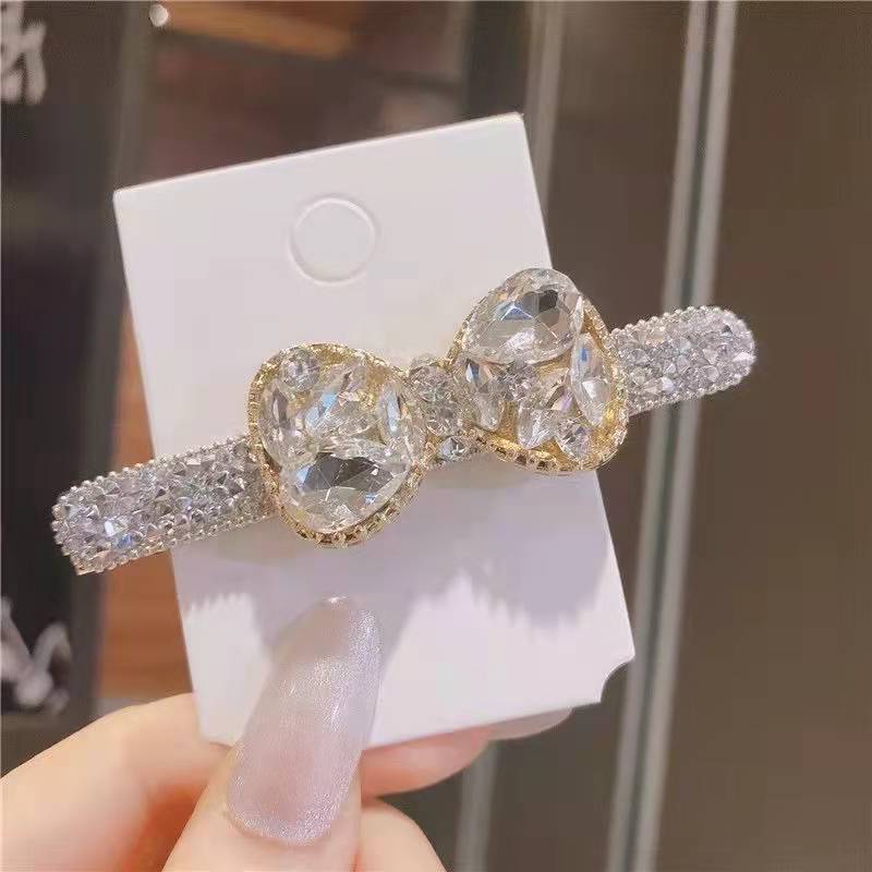 Kẹp Tóc Đính Đá Hình Nơ Thiết Kế Đơn Giản 2022 Dành Cho Nữ